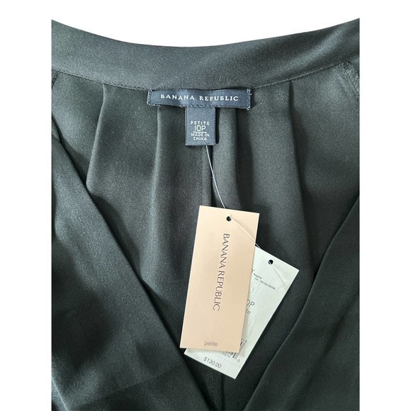 Banana Republic Size 10 Petite 100 Silk Fully Lined Black Midi Pleated Dress - Picture 7 of 9